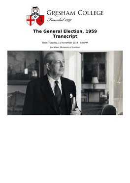 The General Election, 1959 Transcript