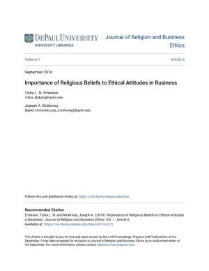 Importance of Religious Beliefs to Ethical Attitudes in Business