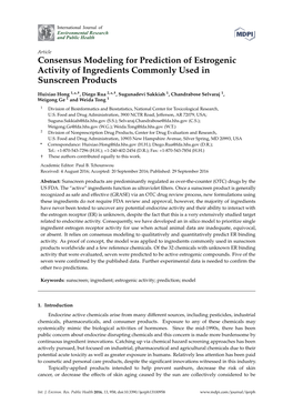 Consensus Modeling for Prediction of Estrogenic Activity of Ingredients Commonly Used in Sunscreen Products