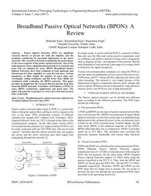 Broadband Passive Optical Networks (BPON): a Review
