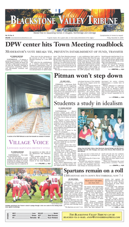 DPW Center Hits Town Meeting Roadblock Pitman Won't Step Down