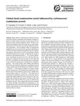 Global Cloud Condensation Nuclei Influenced by Carbonaceous