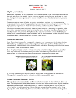 Lan Su Garden Plant Talks Gardenias​