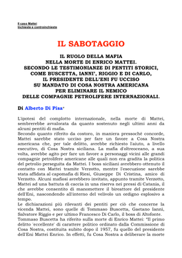 IL SABOTAGGIO Di Alberto Di Pisa