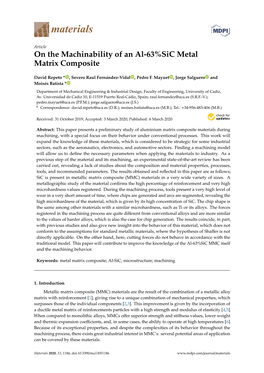 On the Machinability of an Al-63%Sic Metal Matrix Composite