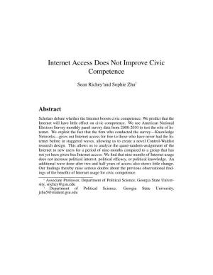 Internet Access Does Not Improve Civic Competence