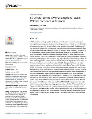 Structural Connectivity at a National Scale: Wildlife Corridors in Tanzania