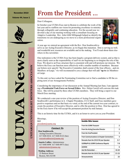 UUMA News Mailing Address: and We Remember