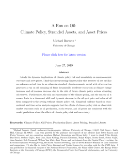 A Run on Oil: Climate Policy, Stranded Assets, and Asset Prices