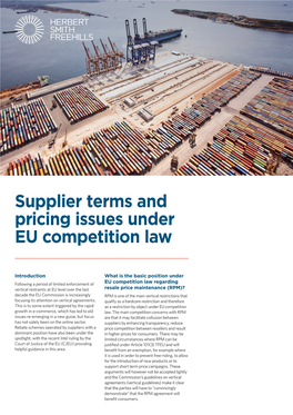 Supplier Terms and Pricing Issues Under EU Competition Law
