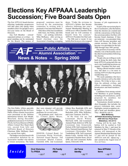 Spring 2000 Hard at Doing the Daily Tasks That Keep AFPAAA Going and Who Can Move Into Leadership Positions Are Needed,” President Jim Hart Said