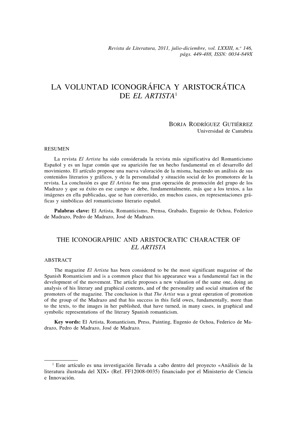 La Voluntad Iconográfica Y Aristocrática De El Artista1