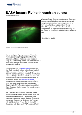 NASA Image: Flying Through an Aurora 10 September 2014