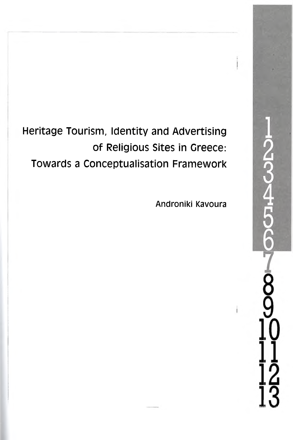 Heritage Tourism, Identity and Advertising of Religious Sites in Greece: Towards a Conceptualisation Framework