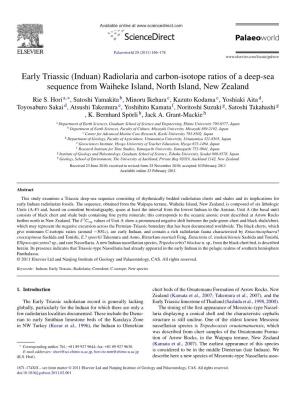 Early Triassic (Induan) Radiolaria and Carbon-Isotope Ratios of a Deep-Sea Sequence from Waiheke Island, North Island, New Zealand Rie S