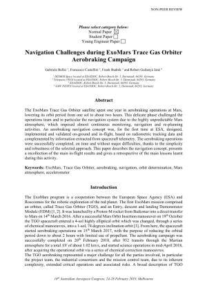 Navigation Challenges During Exomars Trace Gas Orbiter Aerobraking Campaign