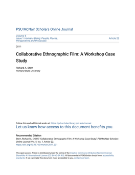 Collaborative Ethnographic Film: a Workshop Case Study