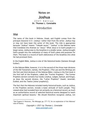 Notes on Joshua 202 1 Edition Dr