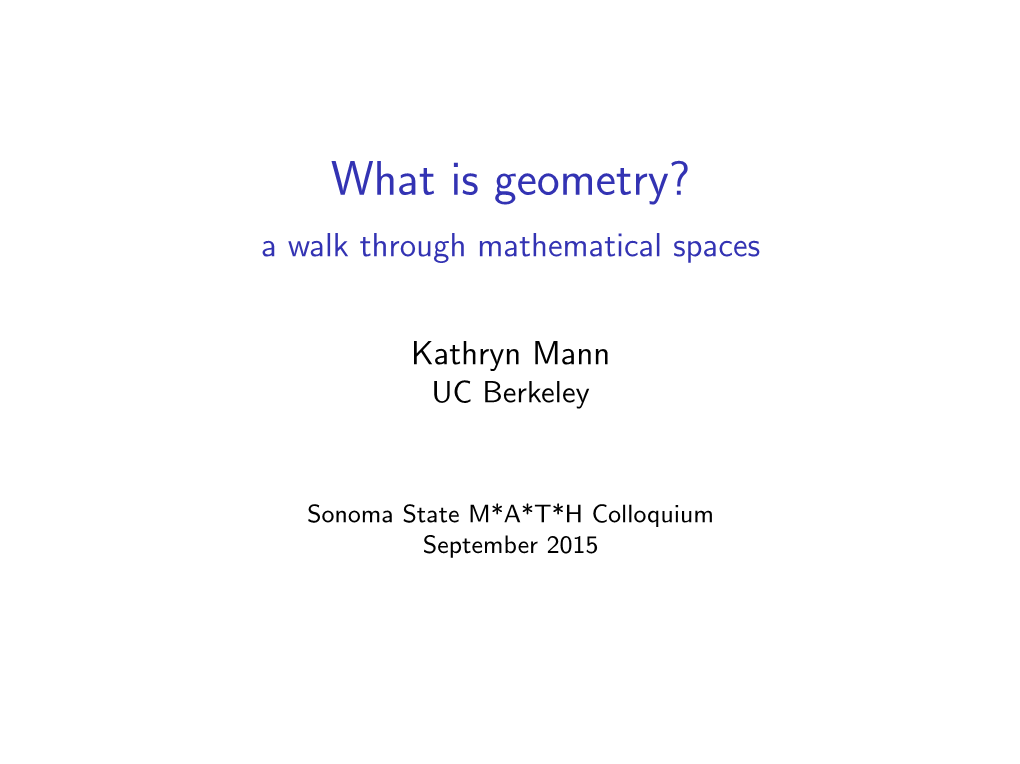 What Is Geometry? a Walk Through Mathematical Spaces