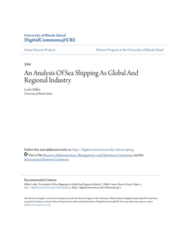 An Analysis of Sea Shipping As Global and Regional Industry Leslie Miller University of Rhode Island
