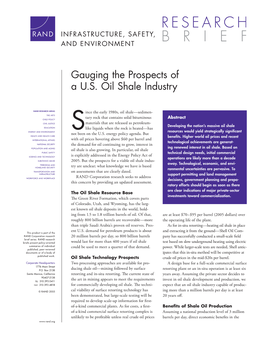 Gauging the Prospects of a U. S. Oil Shale Industry