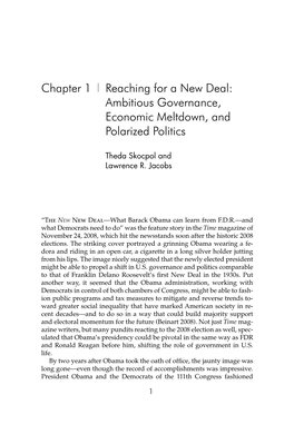 Chapter 1 Reaching for a New Deal: Ambitious Governance, Economic Meltdown, and Polarized Politics