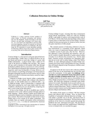 Collusion Detection in Online Bridge