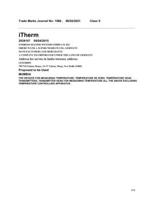 Itherm 2938107 09/04/2015 ENDRESS+HAUSER WETZER GMBH+CO