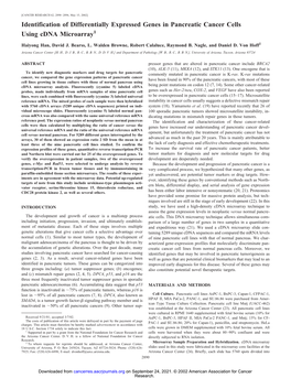 Identification of Differentially Expressed Genes in Pancreatic Cancer Cells Using Cdna Microarray1