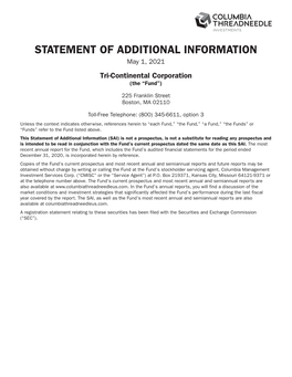 STATEMENT of ADDITIONAL INFORMATION May 1, 2021 Tri-Continental Corporation (The “Fund”)