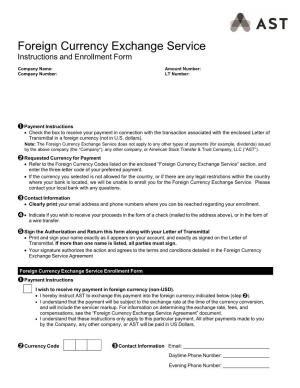 Foreign Currency Exchange Service Instructions and Enrollment Form