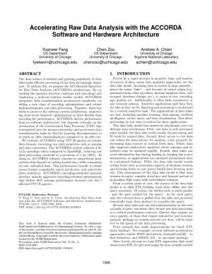 Accelerating Raw Data Analysis with the ACCORDA Software and Hardware Architecture