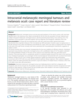 Intracranial Melanocytic Meningeal Tumours and Melanosis Oculi: Case