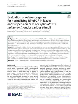 Evaluation of Reference Genes for Normalizing RT-Qpcr in Leaves