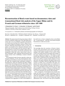 Reconstruction of Flood Events Based on Documentary Data And