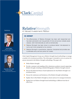 Relativestrength a Valued Investment Factor