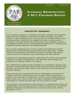 Louisiana Redistricting: a 2011 Progress Report
