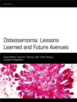 Osteosarcoma: Lessons Learned and Future Avenues