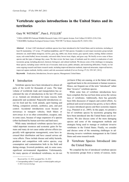 Vertebrate Species Introductions in the United States and Its Territories