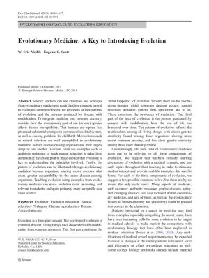 Evolutionary Medicine: a Key to Introducing Evolution