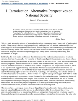 The Culture of National Security the Culture of National Security: Norms and Identity in World Politics, by Peter J