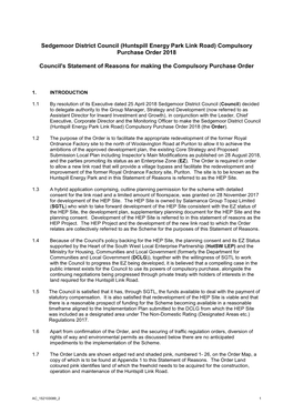 Compulsory Purchase Order 2018 Council's Statement of Reasons