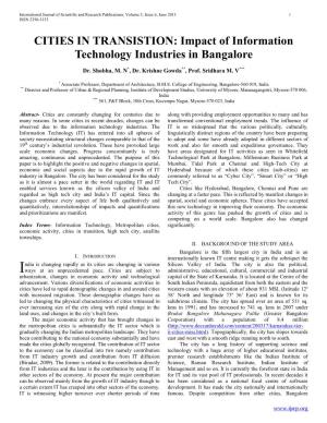 Impact of Information Technology Industries in Bangalore