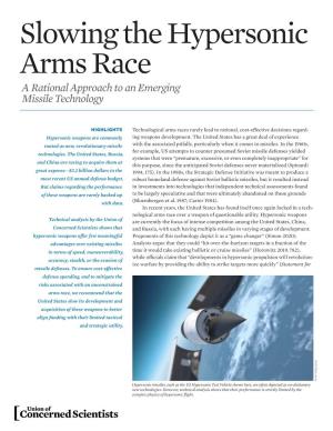 Slowing the Hypersonic Arms Race a Rational Approach to an Emerging Missile Technology