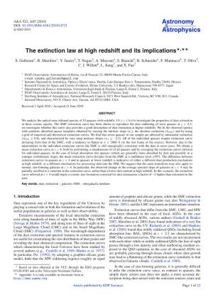 The Extinction Law at High Redshift and Its Implications�,