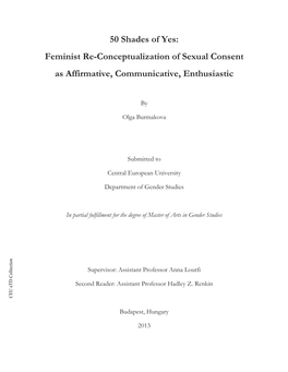 Feminist Re-Conceptualization of Sexual Consent As Affirmative