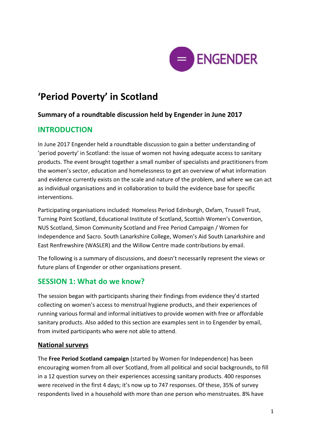 Period Poverty’ in Scotland