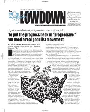“Progressive,” We Need a Real Populist Movement