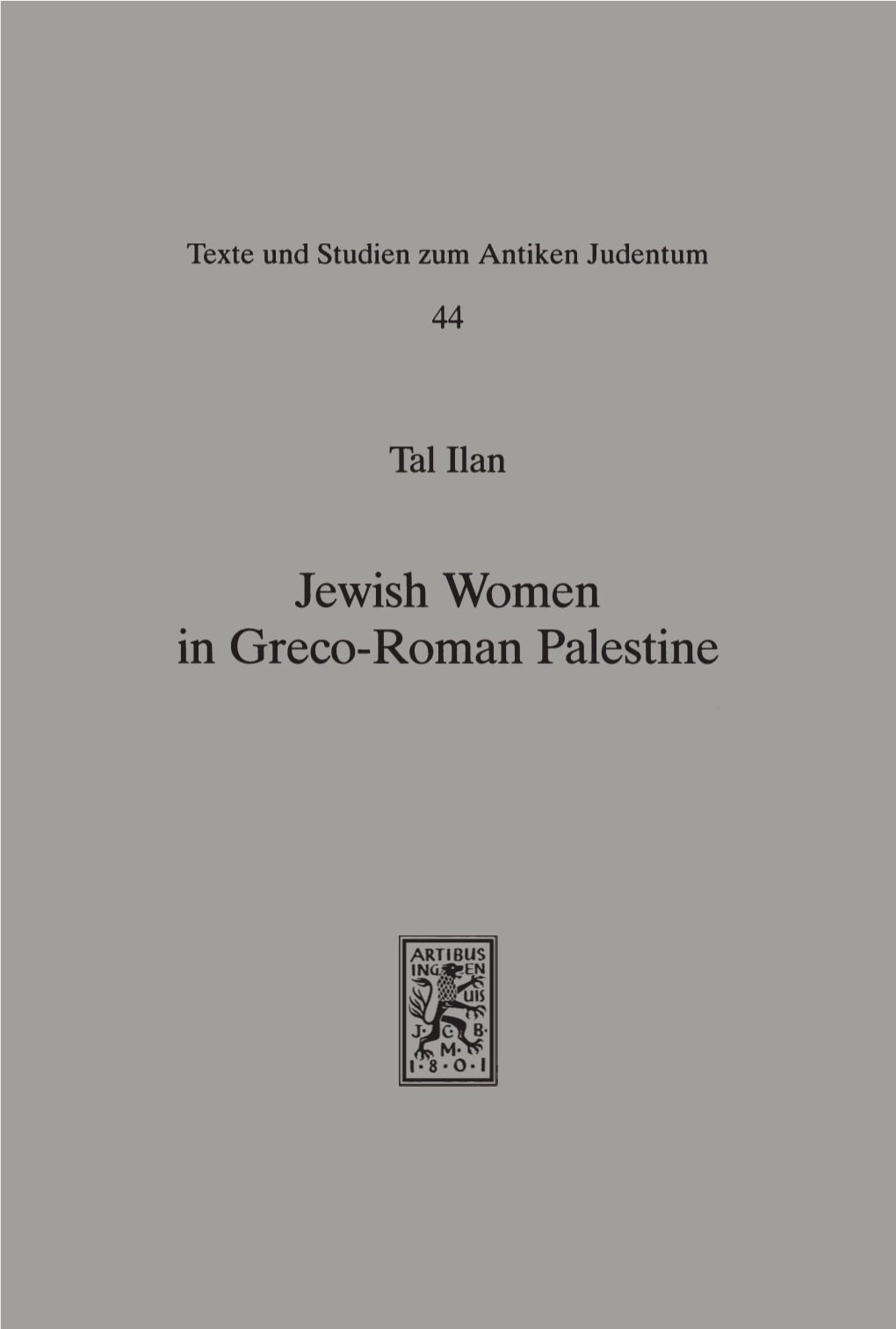 Jewish Women in Greco-Roman Palestine