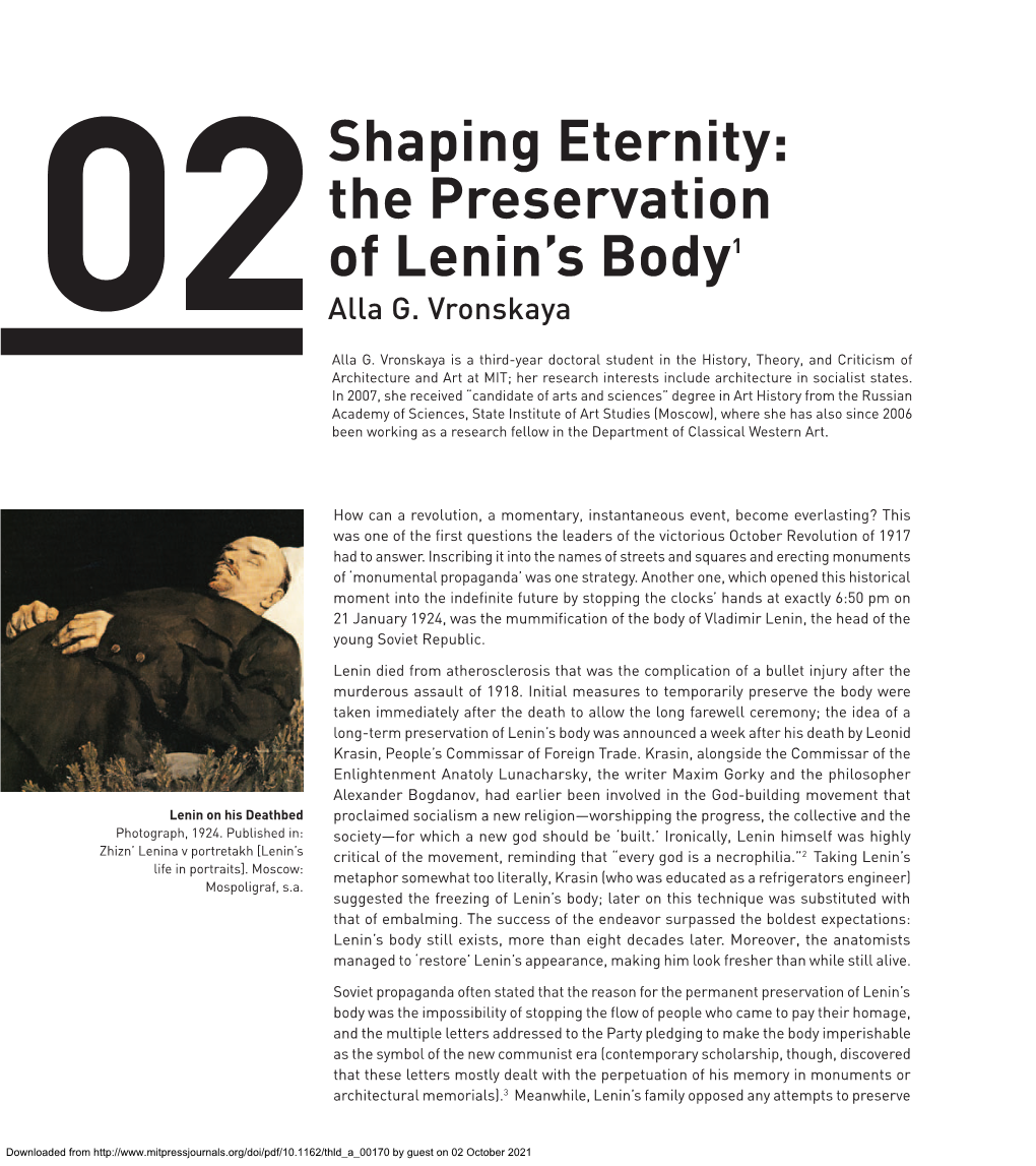 The Preservation of Lenin's Body1